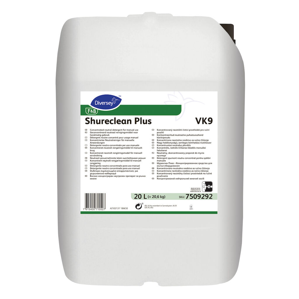 Shureclean Plus VK9 20L - Geconcentreerd neutraal reinigingsmiddel voor handmatig gebruik