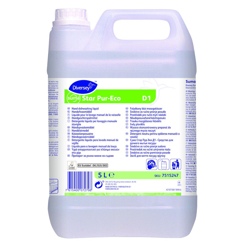Suma Star Pur-Eco D1 2x5L - Vloeibaar handafwasmiddel met EU Ecolabel (EU Flower)