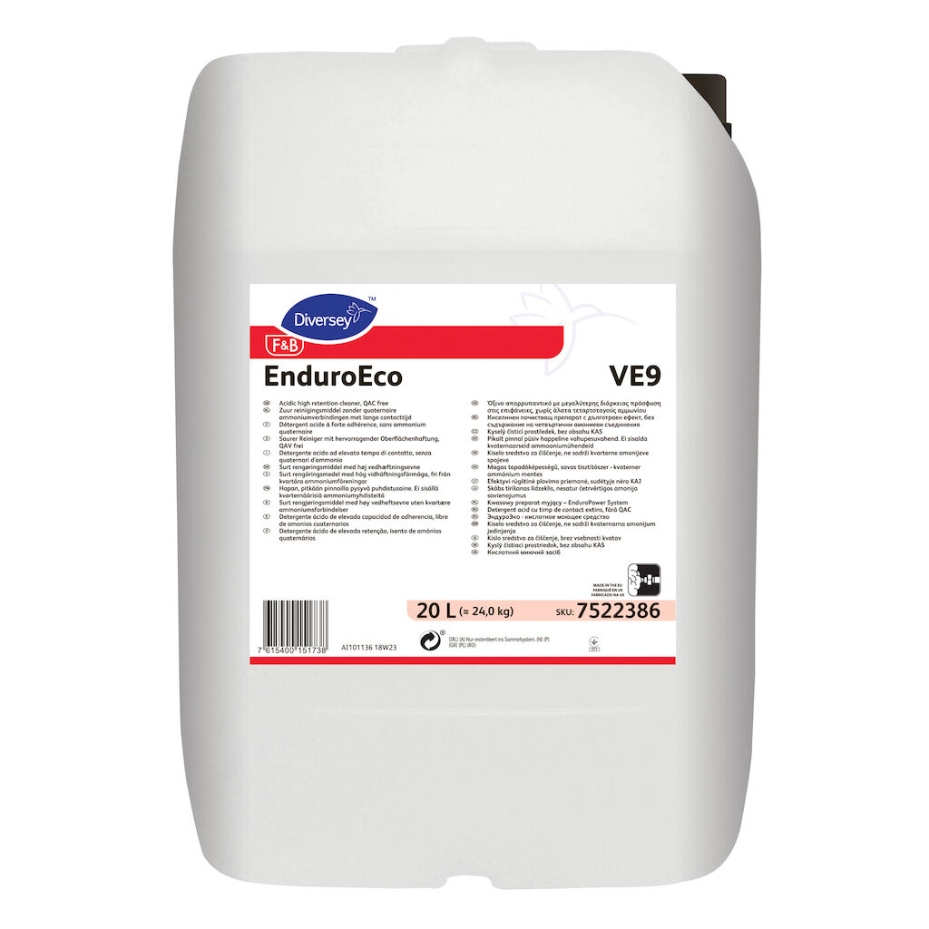 EnduroEco VE9 20L - Zuur reinigingsmiddel zonder quaternaire ammoniumverbindingen met lange contacttijd