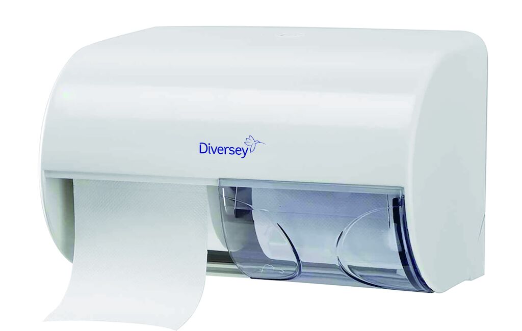 Diversey Double Toilet Roll Dispenser 1st - 15 x 26 x 15 cm - Wit - Horizontale dispenser voor twee toiletpapierrollen